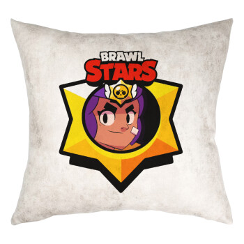 Brawl Stars Shelly, Μαξιλάρι καναπέ Δερματίνη Γκρι 40x40cm με γέμισμα