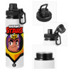 Metal water bottle with safety cap, aluminum 850ml