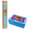 Easter Set, children's snack container BLUE & Easter aromatic flat candle (30cm) (TURQUOISE)