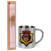 Easter Set, metallic thermal cup (300ml) & aromatic flat Easter candle (30cm) (PINK)