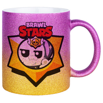 Brawl Stars Kit, Κούπα Χρυσή/Ροζ Glitter, κεραμική, 330ml