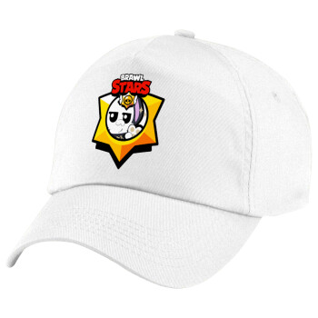 Brawl Stars Kit, Children's Baseball Cap, 100% Cotton Twill, White (COTTON, CHILDREN'S, UNISEX, ONE SIZE)