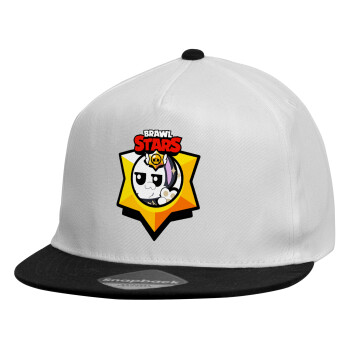 Brawl Stars Kit, Child's Flat Snapback Hat, White (100% COTTON, CHILDREN'S, UNISEX, ONE SIZE)