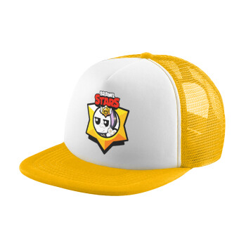 Brawl Stars Kit, Adult Soft Trucker Hat with Yellow/White Mesh (POLYESTER, ADULT, UNISEX, ONE SIZE)