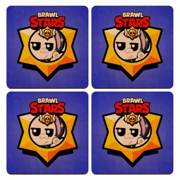 Brawl Stars Kit, ΣΕΤ x4 Σουβέρ ξύλινα τετράγωνα plywood (9cm)