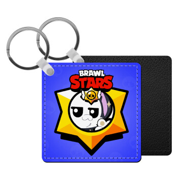 Brawl Stars Kit, Μπρελόκ Δερματίνη, τετράγωνο ΜΑΥΡΟ (5x5cm)