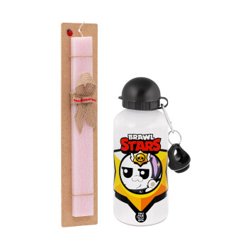 Brawl Stars Kit, Easter Set, metallic aluminum bottle (500ml) & aromatic flat Easter candle (30cm) (PINK)