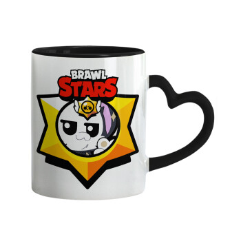 Brawl Stars Kit, Mug heart black handle, ceramic, 330ml