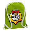 Backpack bag GYMBAG LIME GREEN, with pocket (40x48cm) & thick cords