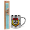 Easter Set, metallic thermal cup (300ml) & aromatic flat Easter candle (30cm) (TURQUOISE)