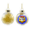 Transparent Christmas tree ball ornament with gold filling 8cm