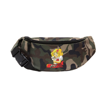 Candy, Unisex waist bag (banana) in Jungle camouflage color with 2 pockets