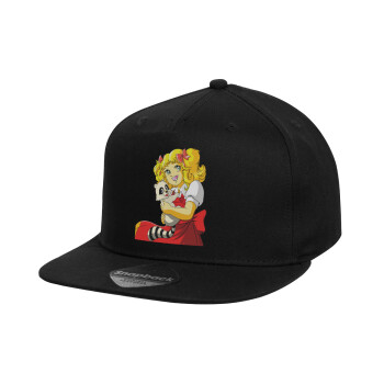 Candy, Καπέλο παιδικό Flat Snapback, Μαύρο (100% ΒΑΜΒΑΚΕΡΟ, ΠΑΙΔΙΚΟ, UNISEX, ONE SIZE)