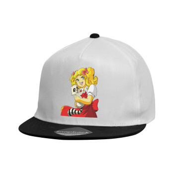 Candy, Child's Flat Snapback Hat, White (100% COTTON, CHILDREN'S, UNISEX, ONE SIZE)