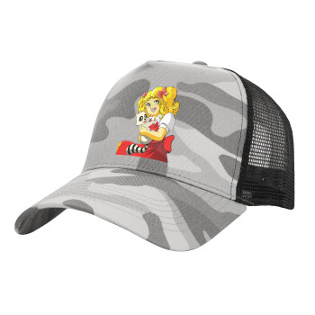 Candy, Adult Structured Trucker Hat, with Mesh, (Camouflage) Army Camo (100% COTTON, ADULT, UNISEX, ONE SIZE)