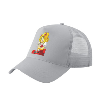 Candy, Adult Structured Trucker Hat, with Mesh, GRAY (100% COTTON, ADULT, UNISEX, ONE SIZE)