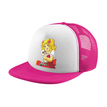 Candy, Adult Soft Trucker Hat with Pink/White Mesh (POLYESTER, ADULT, UNISEX, ONE SIZE)