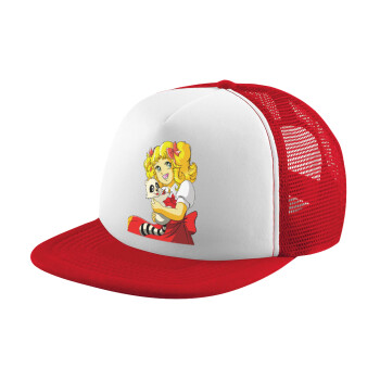 Candy, Children's Soft Trucker Hat with Red/White Mesh (POLYESTER, CHILDREN'S, ONE SIZE)