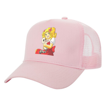 Candy, Structured Trucker Children's Hat, with Mesh, PINK (100% COTTON, CHILDREN'S, UNISEX, ONE SIZE)