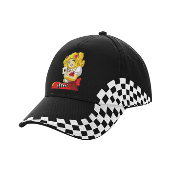 Candy, Adult Ultimate BLACK RACING Cap, (100% COTTON DRILL, ADULT, UNISEX, ONE SIZE)