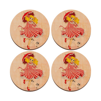 Candy, ΣΕΤ x4 Σουβέρ ξύλινα στρογγυλά plywood (9cm)