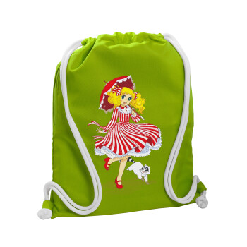 Candy, Backpack bag GYMBAG LIME GREEN, with pocket (40x48cm) & thick cords