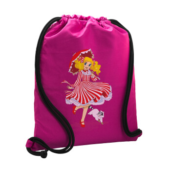 Candy, Backpack pouch GYMBAG Fuchsia, with pocket (40x48cm) & thick cords