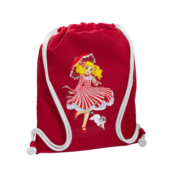 Candy, Backpack pouch GYMBAG Red, with pocket (40x48cm) & thick cords