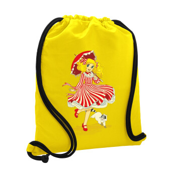 Candy, Backpack pouch GYMBAG Yellow, with pocket (40x48cm) & thick cords