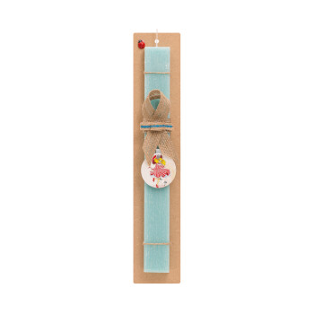 Candy, Easter Set, wooden keychain & aromatic flat Easter candle (30cm) (TURQUOISE)