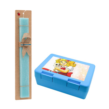 Candy, Easter Set, children's snack container BLUE & Easter aromatic flat candle (30cm) (TURQUOISE)