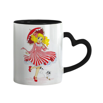 Candy, Mug heart black handle, ceramic, 330ml