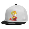 Child's Flat Snapback Hat, White (100% COTTON, CHILDREN'S, UNISEX, ONE SIZE)