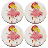 SET of 4 round wooden coasters (9cm)