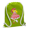 Backpack bag GYMBAG LIME GREEN, with pocket (40x48cm) & thick cords