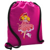 Backpack pouch GYMBAG Fuchsia, with pocket (40x48cm) & thick cords