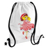 Backpack pouch GYMBAG white, with pocket (40x48cm) & thick cords