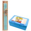 Easter Set, children's snack container BLUE & Easter aromatic flat candle (30cm) (TURQUOISE)