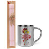 Easter Set, metallic thermal cup (300ml) & aromatic flat Easter candle (30cm) (PINK)