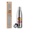 Easter Set, metallic stainless thermos flask (500ml) & scented flat Easter candle (30cm) (GRAY)