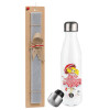 Easter candle, metallic white thermos bottle (500ml) & aromatic flat candle (30cm) (GRAY)