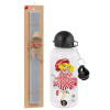 Easter Set, metallic aluminum water bottle (500ml) & aromatic flat Easter candle (30cm) (GRAY)