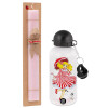 Easter Set, metallic aluminum bottle (500ml) & aromatic flat Easter candle (30cm) (PINK)