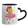 Mug heart black handle, ceramic, 330ml