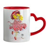 Mug heart red handle, ceramic, 330ml