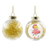 Transparent Christmas tree ball ornament with gold filling 8cm