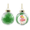 Transparent Christmas tree ball ornament with green filling 8cm