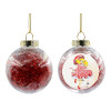 Transparent Christmas tree ball ornament with red filling 8cm