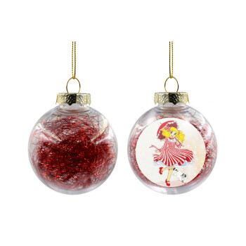 Candy, Transparent Christmas tree ball ornament with red filling 8cm