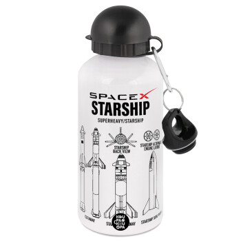 Space X, Metal water bottle, White, aluminum 500ml